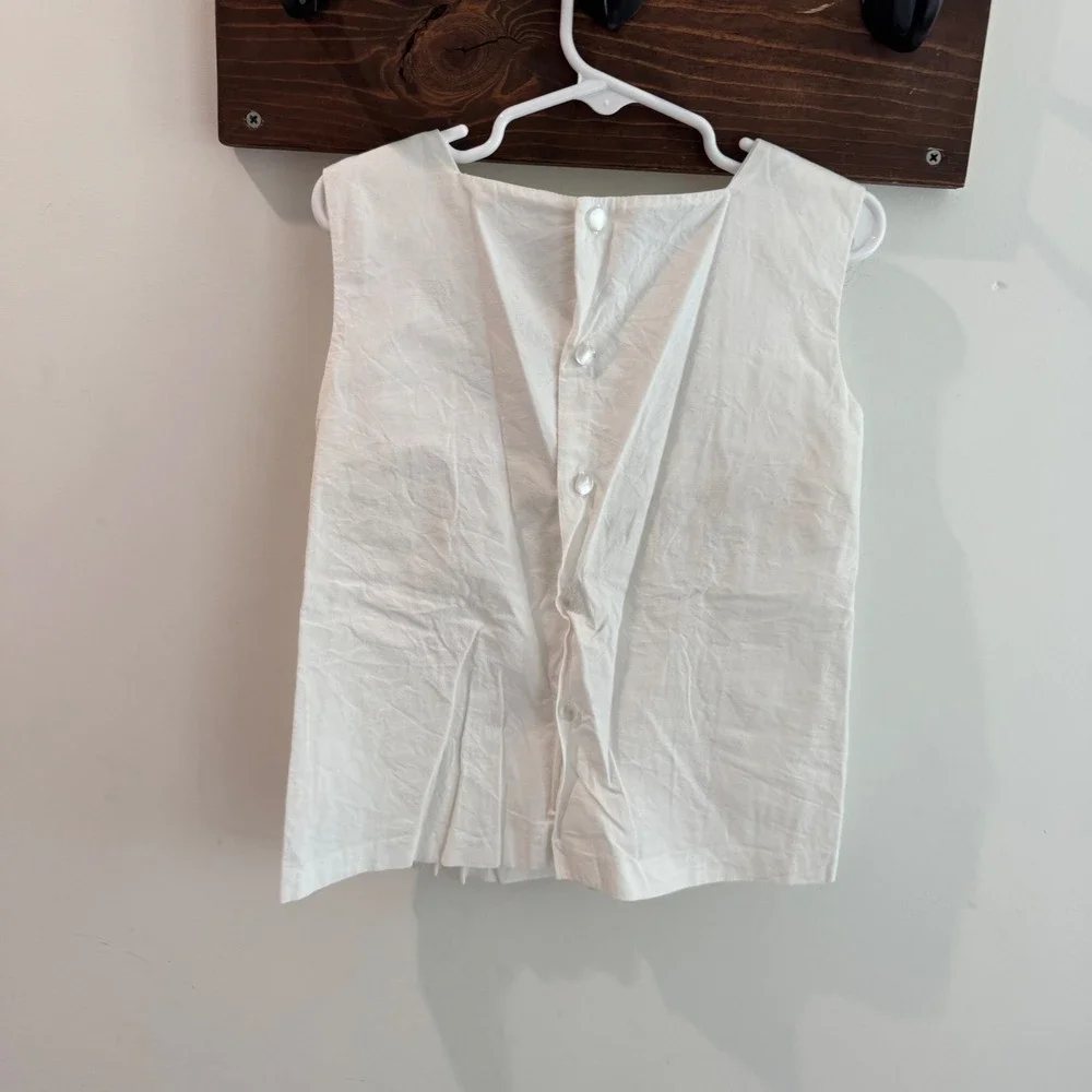 Fantaisie Kids White Cotton‎ Smocked Palm Tree Top and Pants Set Girls Size 6